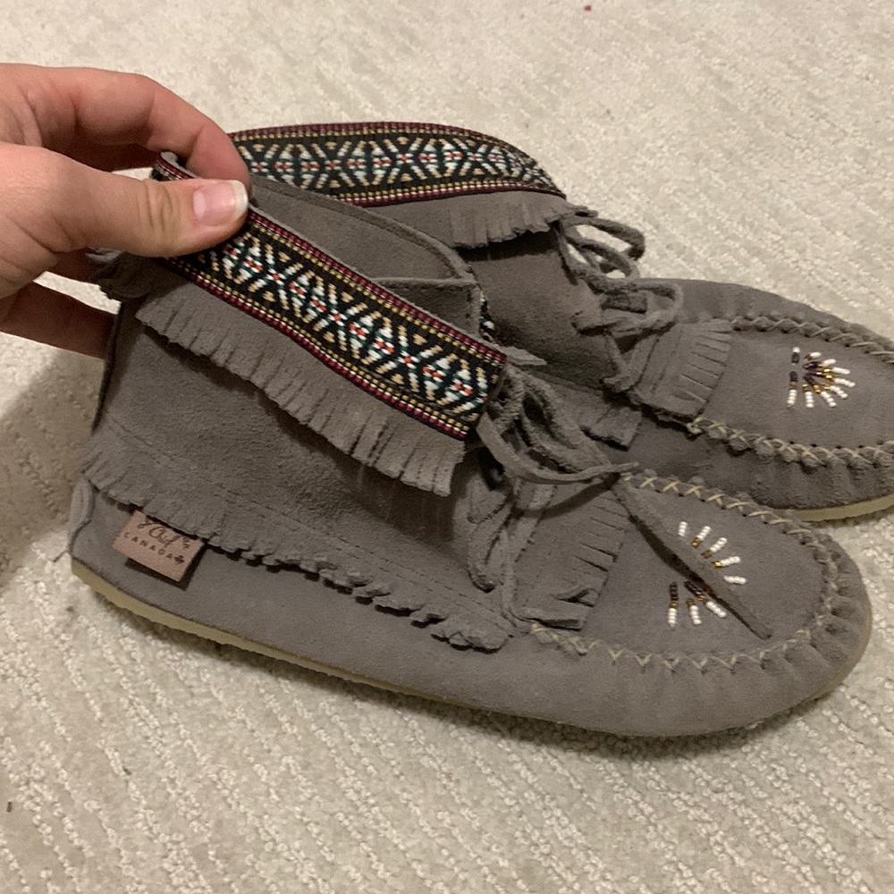 Beautiful handmade grey moccasins